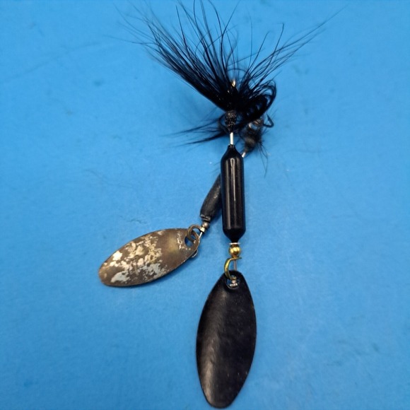 Vintage Fishing Lure‎ Lot Spinnerbaits Spoons Trebles Frog Tackle Box Old School - Picture 12 of 16